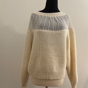 Zara Cream and Gray Knit Sweater